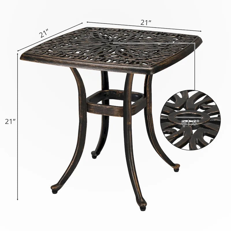 Table Square Garden en aluminium moulé