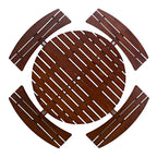 Table de pique-nique ronde d'extérieur pour 8 personnes avec 4 bancs intégrés et trou pour parasol.