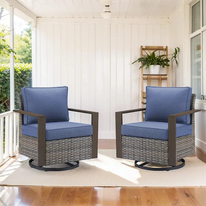 Fauteuil pivotant d'extérieur en rotin tressé Gymojoy - Marron