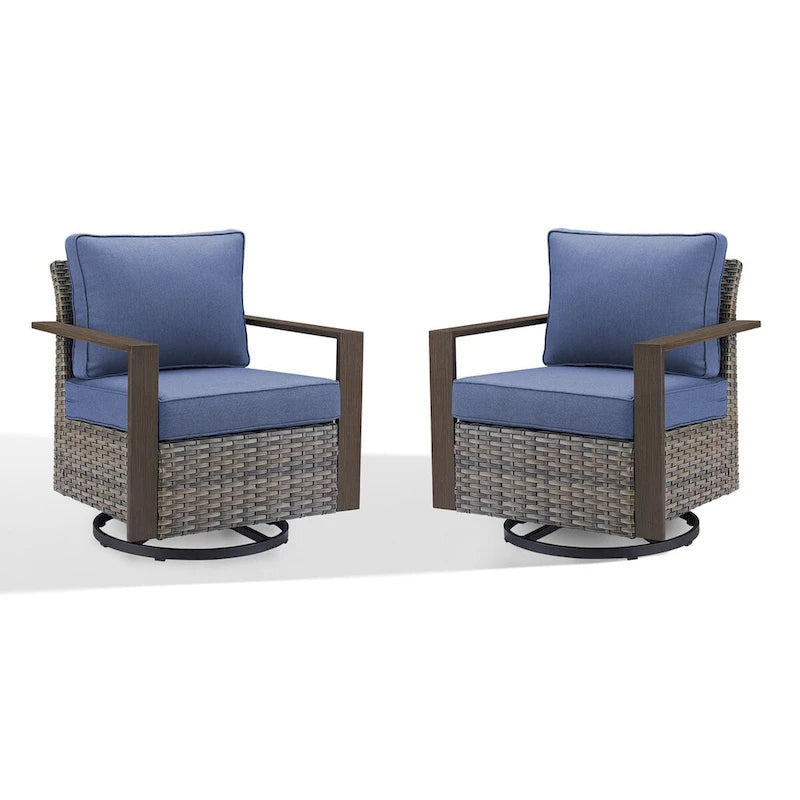 Fauteuil pivotant d'extérieur en rotin tressé Gymojoy - Marron