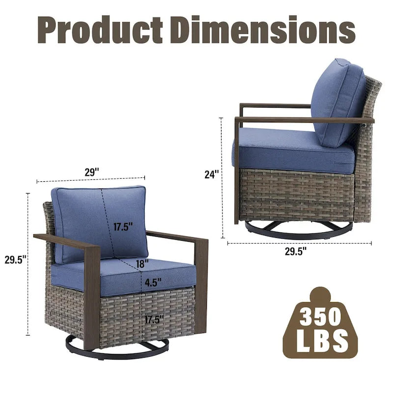 Fauteuil pivotant d'extérieur en rotin tressé Gymojoy - Marron