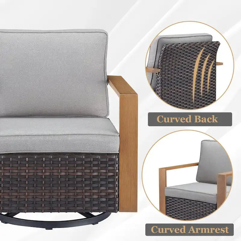 Fauteuil pivotant d'extérieur en rotin tressé Gymojoy - Marron