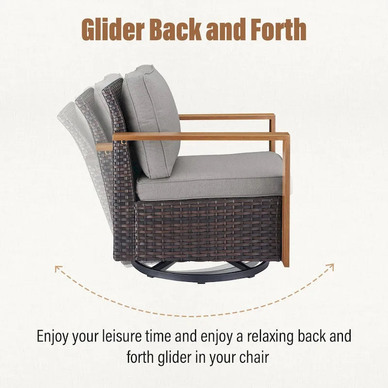 Fauteuil pivotant d'extérieur en rotin tressé Gymojoy - Marron