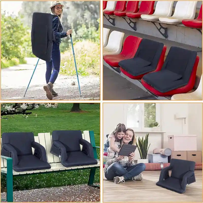 Sièges de stade, 5 positions inclinables, gradins avec accoudoirs rembourrés, poches latérales et coussin épais imperméable