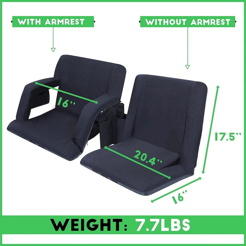 Sièges de stade, 5 positions inclinables, gradins avec accoudoirs rembourrés, poches latérales et coussin épais imperméable