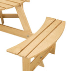 Table de pique-nique extérieure pour 6 personnes avec 3 bancs intégrés et trou pour parasol