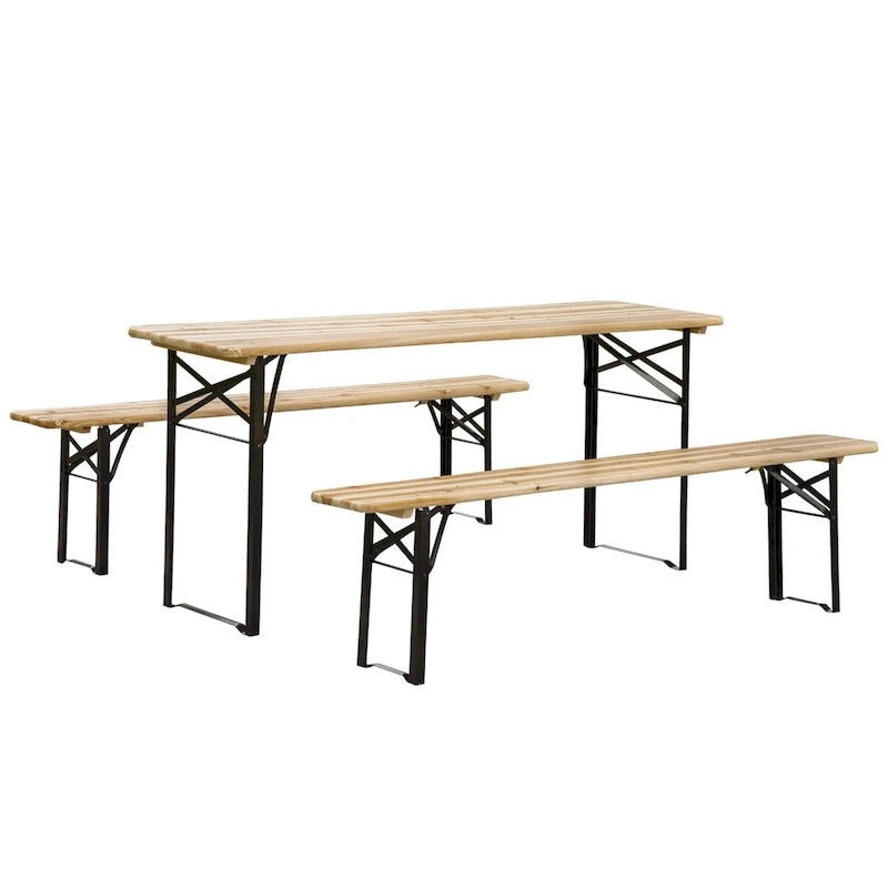 Ensemble table et banc de pique-nique portables de 1,80 m, ensemble table et banc de camping pliants en bois pour l'extérieur
