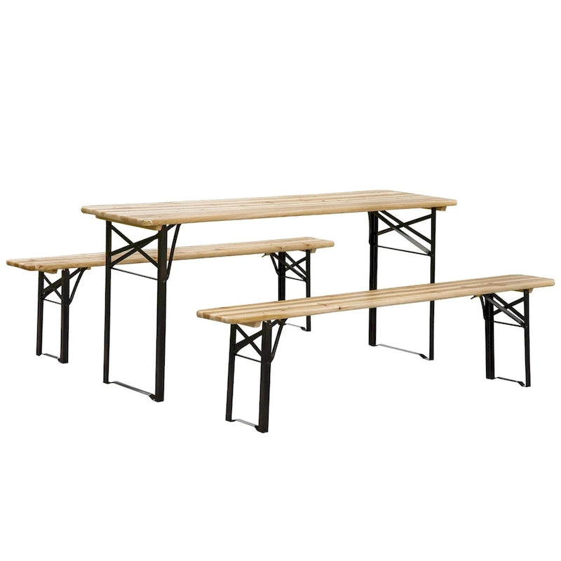 Ensemble table et banc de pique-nique portables de 1,80 m, ensemble table et banc de camping pliants en bois pour l'extérieur