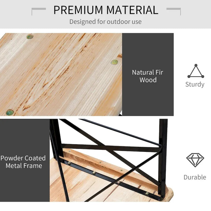 Ensemble table et banc de pique-nique portables de 1,80 m, ensemble table et banc de camping pliants en bois pour l'extérieur