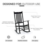 Fauteuil à bascule d'extérieur en bois à dossier haut et accoudoirs lisses