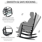 Fauteuil à bascule d'extérieur en bois à dossier haut et accoudoirs lisses