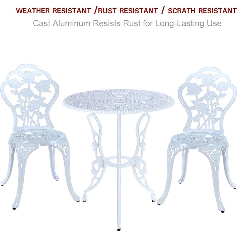 Ensemble de table et chaises de jardin en fonte d'aluminium antirouille