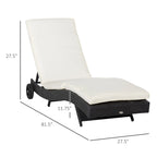 Chaise longue de piscine en osier, transat de terrasse rembourré avec dossier réglable sur 5 niveaux et roulettes pour faciliter le déplacement
