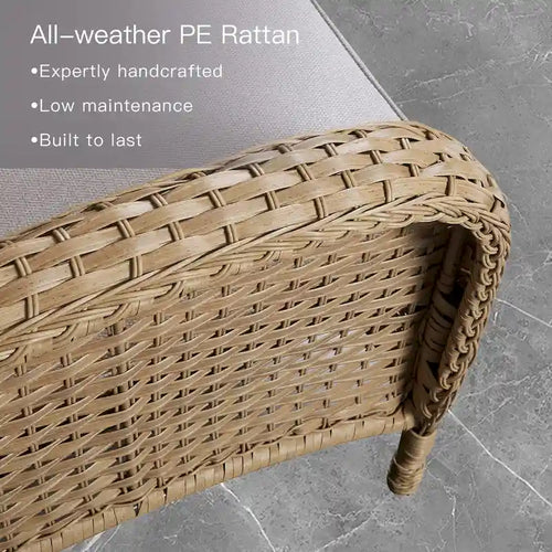 Ensemble de canapé en rotin avec 2 fauteuils à bascule - Jaune