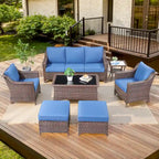 Outdoor Patio Furniture Set for Porch Garden - Brown