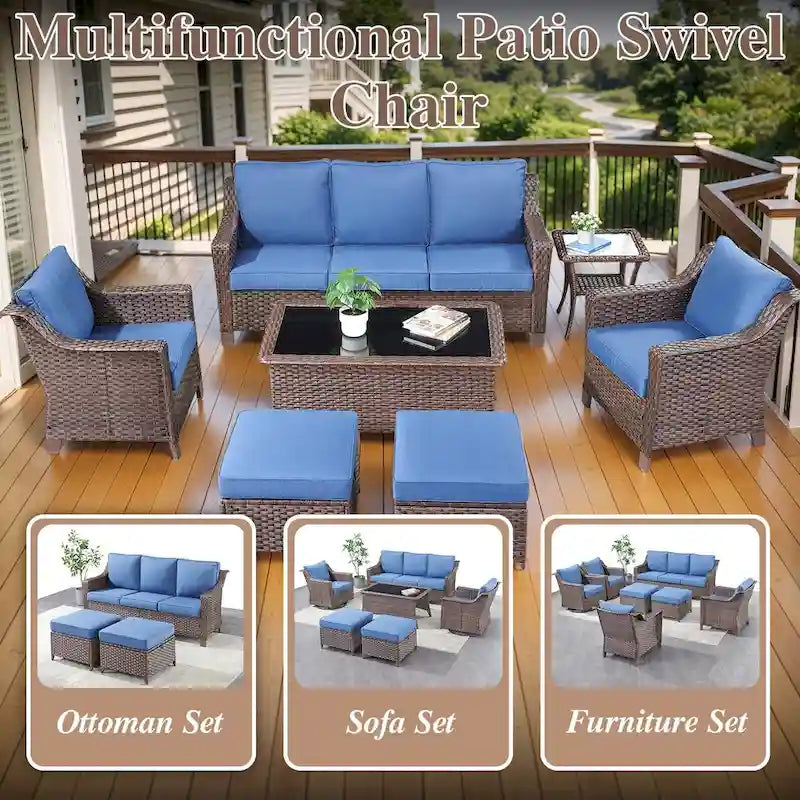 Ensemble de mobilier de jardin pour terrasse ou jardin - Marron