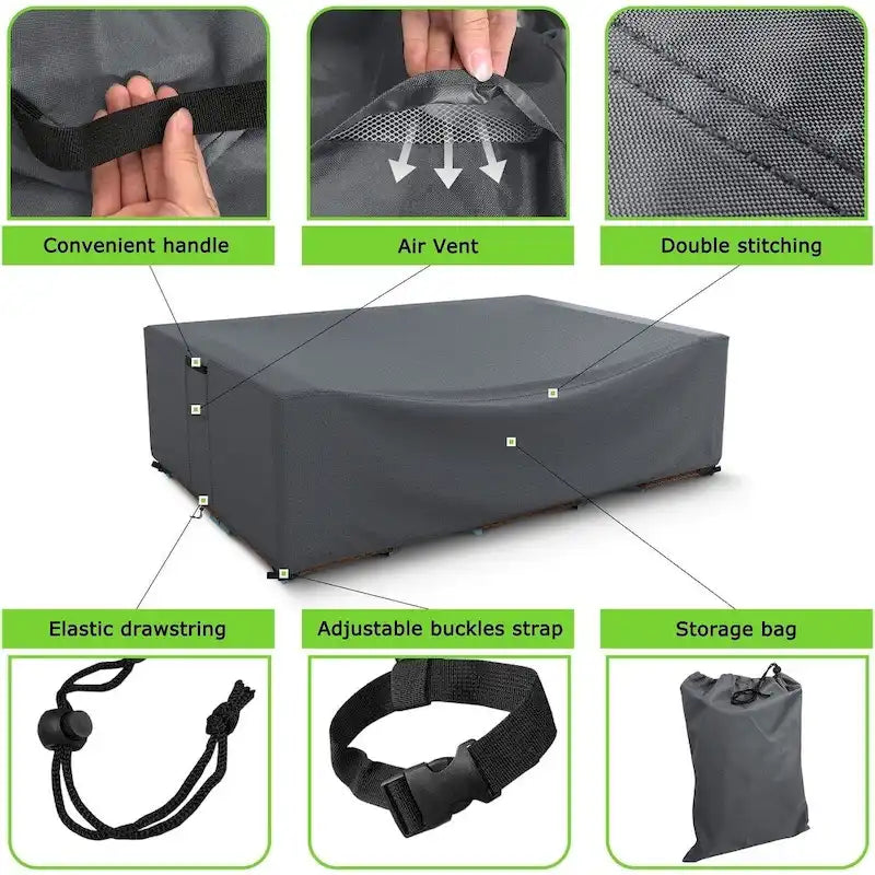 Housse imperméable pour mobilier de jardin - Protection renforcée - Plusieurs tailles - Résistante au vent
