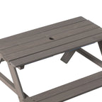 Table de jeu de pique-nique, table bac à sable avec trou pour parasol et 2 coffres de jeu.