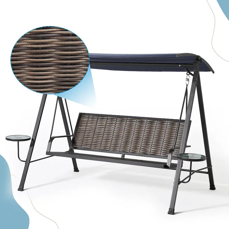 Balançoire de porche 3 places en acier avec auvent