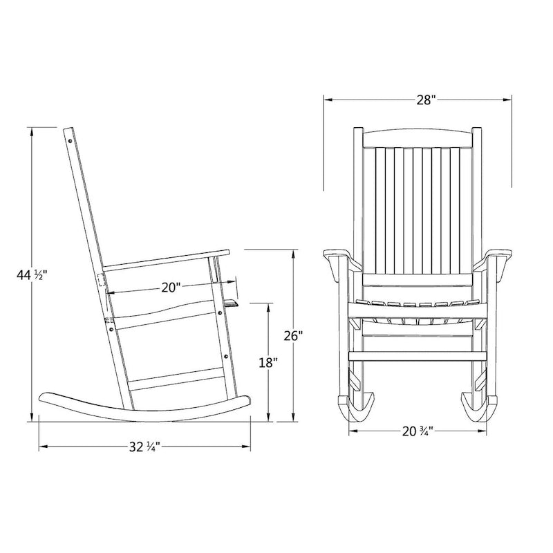 Fauteuil à bascule d'extérieur en bois Cambridge Casual Monroe 2 pièces