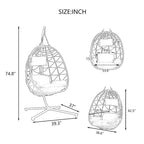 Fauteuil suspendu en osier avec support, fauteuil suspendu, chaise suspendue en osier pour patio