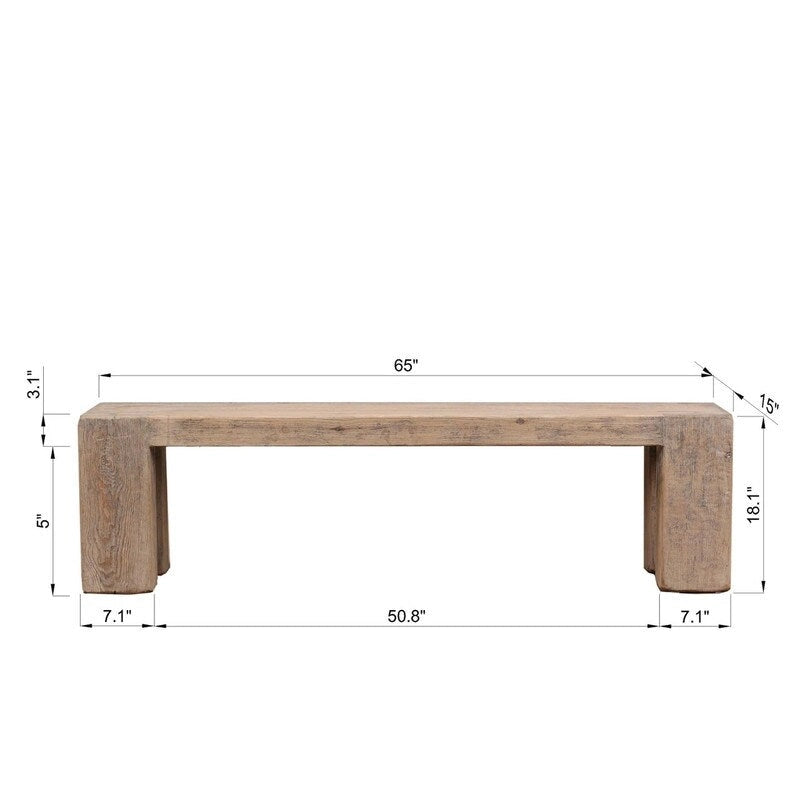 Banc Ravello de 65 cm de long, finition naturelle vieillie - Non disponible