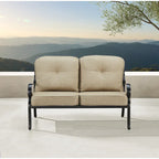 Canapé deux places profond en aluminium noir avec coussins