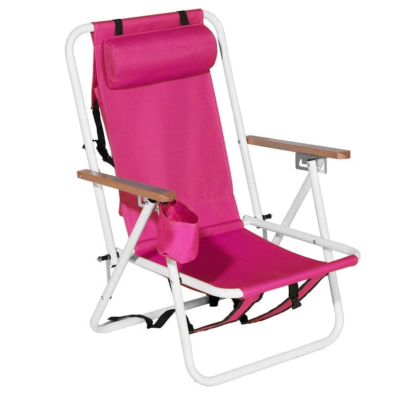 Ensemble de deux chaises pliantes avec porte-gobelet et appui-tête - 58,4 x 55,1 x 80 cm
