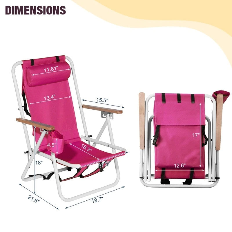Ensemble de deux chaises pliantes avec porte-gobelet et appui-tête - 58,4 x 55,1 x 80 cm