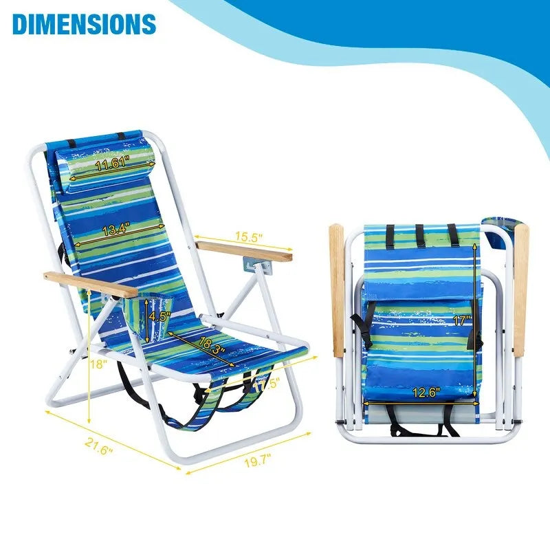 Ensemble de deux chaises pliantes avec porte-gobelet et appui-tête - 58,4 x 55,1 x 80 cm