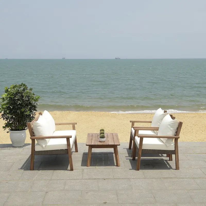 Ensemble de salon de jardin 4 pièces SAFAVIEH Reid - 53 cm (L) x 29 cm (P) x 33 cm (H)