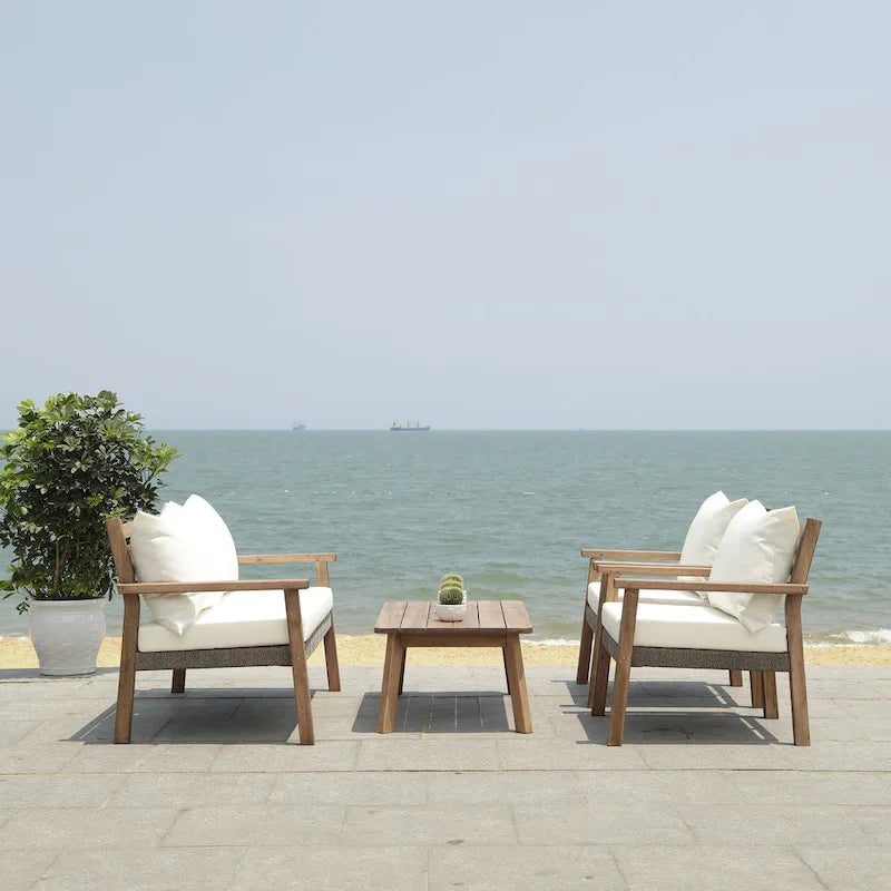 Ensemble de salon de jardin 4 pièces SAFAVIEH Reid - 53 cm (L) x 29 cm (P) x 33 cm (H)