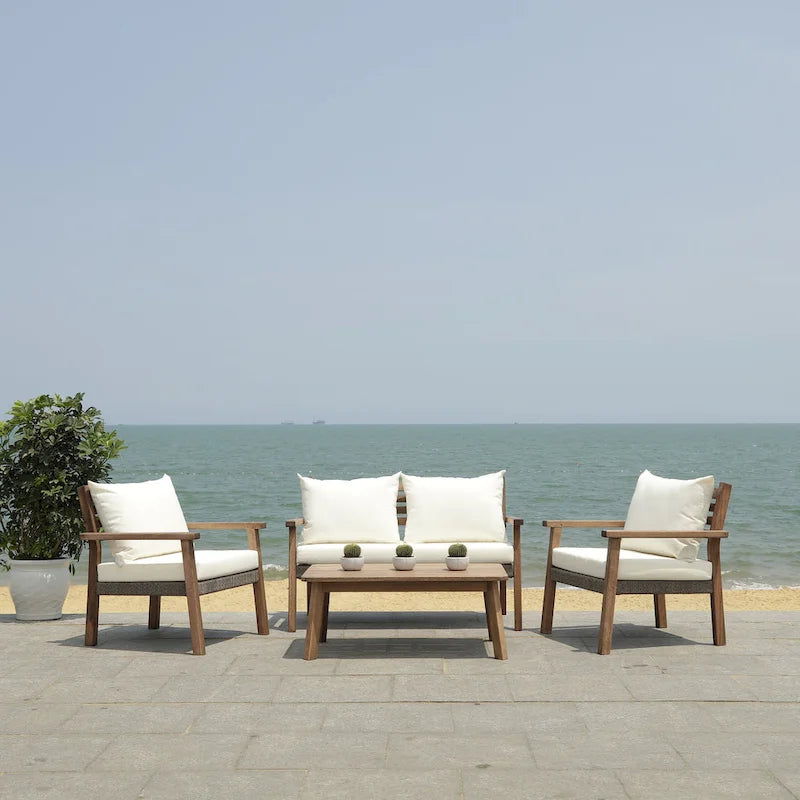 Ensemble de salon de jardin 4 pièces SAFAVIEH Reid - 53 cm (L) x 29 cm (P) x 33 cm (H)