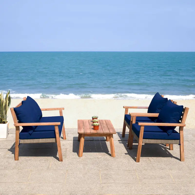 Ensemble de salon de jardin 4 pièces SAFAVIEH Reid - 53 cm (L) x 29 cm (P) x 33 cm (H)