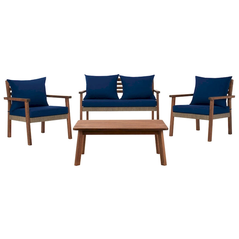 Ensemble de salon de jardin 4 pièces SAFAVIEH Reid - 53 cm (L) x 29 cm (P) x 33 cm (H)