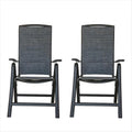 Ensemble de 2 chaises de patio pliantes, chaises de jardin inclinables en toile avec dossier haut réglable, chaises de salle à manger de patio (2 chaises)