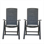 Ensemble de 2 chaises de patio pliantes, chaises de jardin inclinables en toile avec dossier haut réglable, chaises de salle à manger de patio (2 chaises)