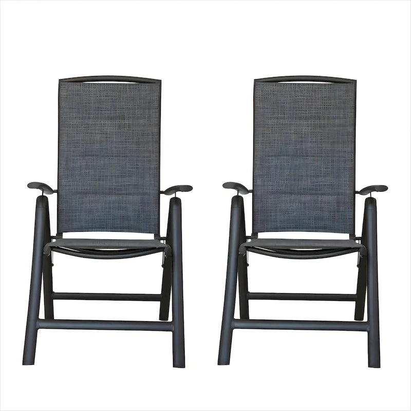 Ensemble de 2 chaises de patio pliantes, chaises de jardin inclinables en toile avec dossier haut réglable, chaises de salle à manger de patio (2 chaises)