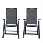 Folding Patio Chairs Set of 2, Reclining Sling Lawn Chairs with Adjustable High Backrest, Patio Dining Chairs(2 Chairs)