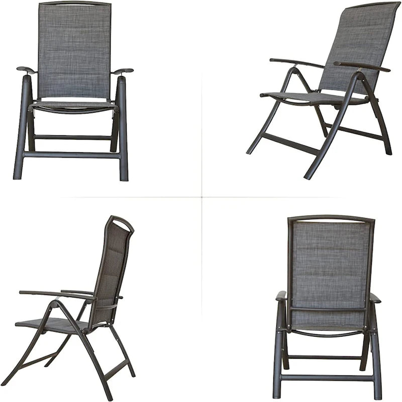 Ensemble de 2 chaises de patio pliantes, chaises de jardin inclinables en toile avec dossier haut réglable, chaises de salle à manger de patio (2 chaises)